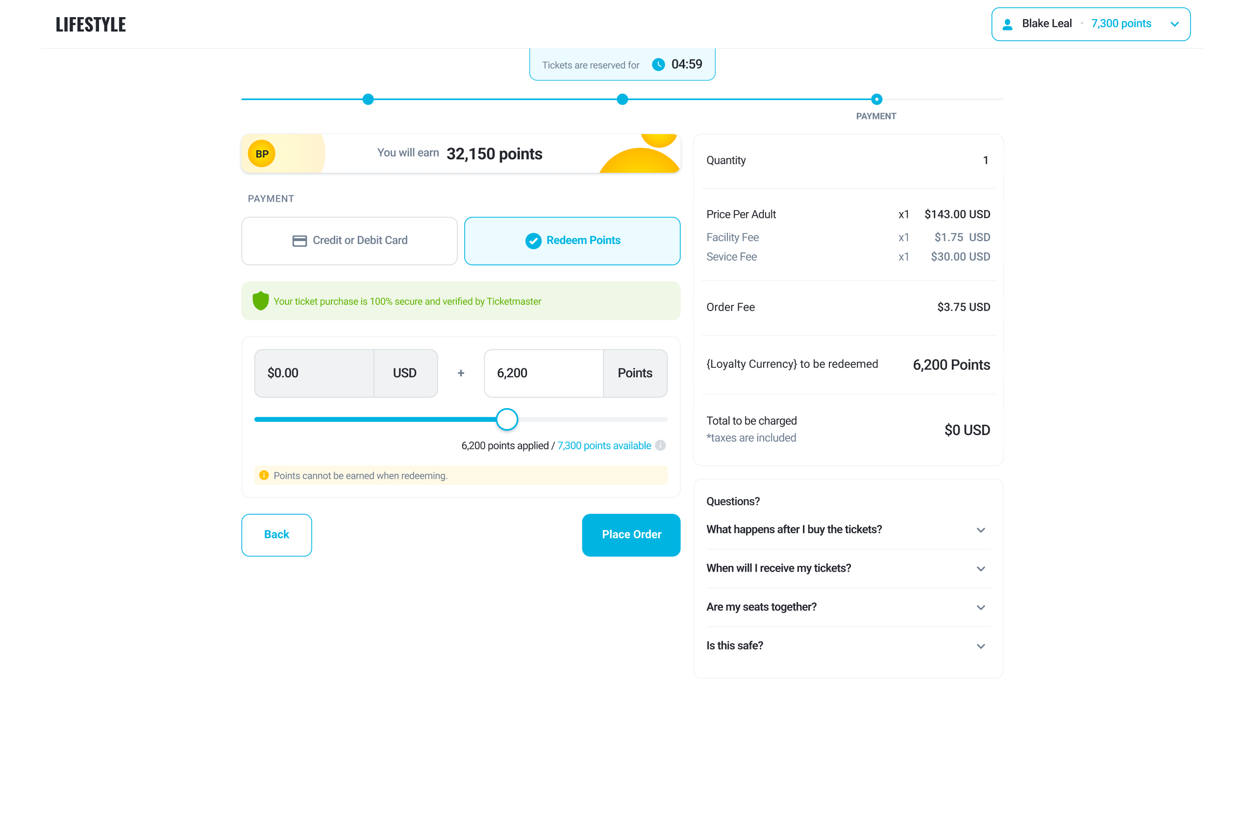 Redemption checkout after the redesign