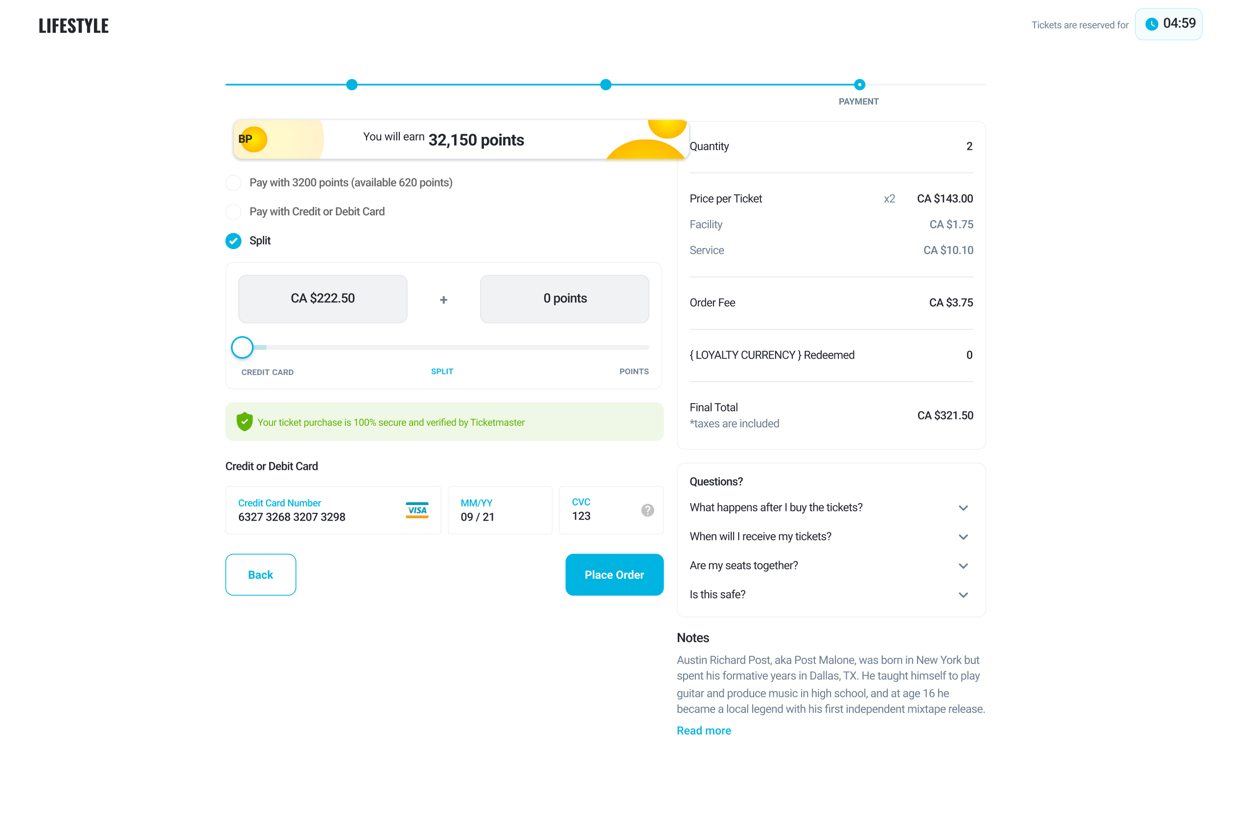 Redemption checkout before the redesign